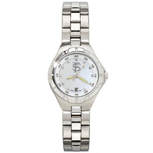 Mother of Pearl & Cz Fs Logo Florida State Watch in Stainless Steel
