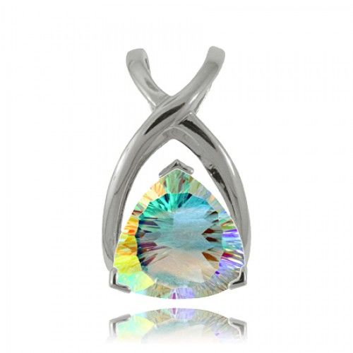 Lovely Sterling Silver Radiant Sea Mist Topaz Pendant