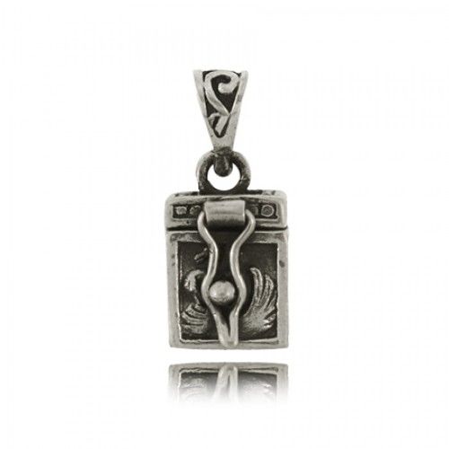 Sterling Silver Prayer Box Pendant with Swan Design