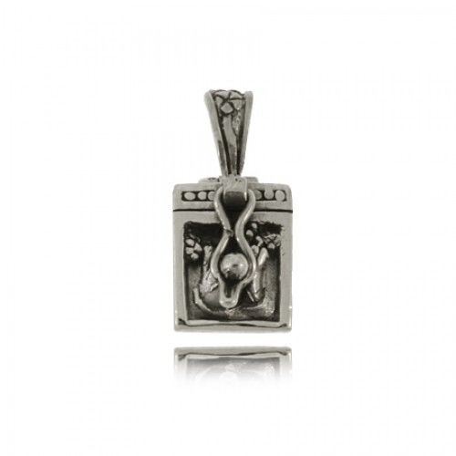Sterling Silver Prayer Box Pendant W/ Warm Hand Design
