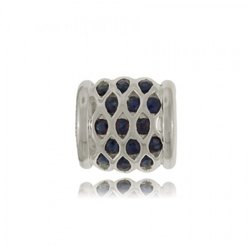 Sterling Silver Sapphire Slide Intricate Barrel Design