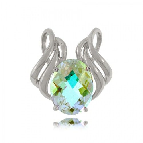 Sterling Silver Sea Mist Topaz Slide - Spiral Design