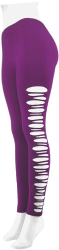 Ladies' Ripped Footless Leggings - Lavender