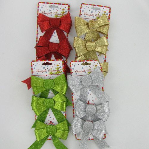 3 Pc 4 5 Color Metalic Glitter Bows Case Pack 72