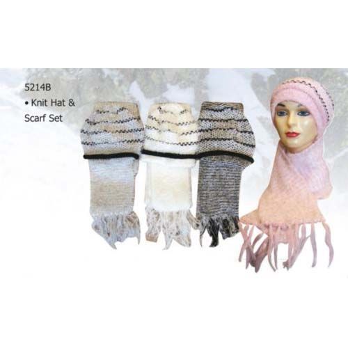 2 Pc Ladies Knit Hat-Scarf Set Case Pack 24