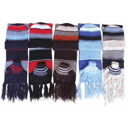 3 Pc Childs Beanie Scarf Glove Set Strip Case Pack 24