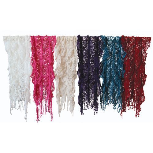 12X 65 Nylon Crochet Scarf 6 Colors Case Pack 24