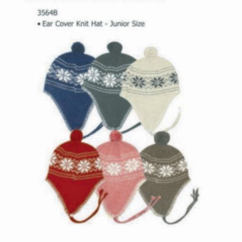 Junior Ear Cover Knit Hat Tasel Ties Case Pack 60