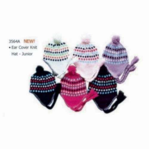Junior Ear Cover Knit Hat Button Top Case Pack 60