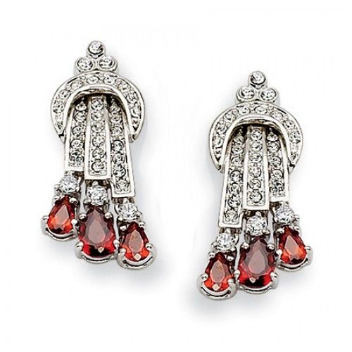 Crystal Earrings in Rhodium Plated Base Metal - Pressure Back - Women - Tasteful