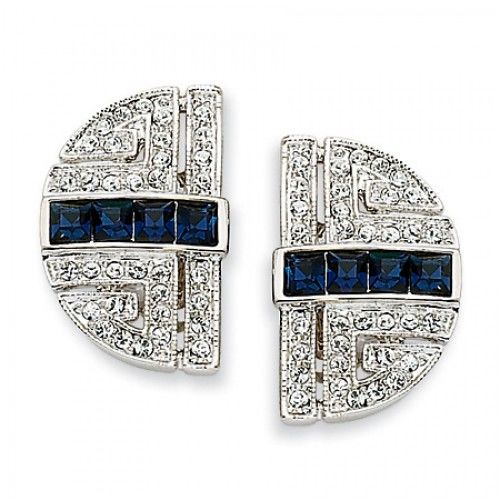 Crystal Earrings in Rhodium Plated Base Metal - Clip On - Women - Mesmerizing