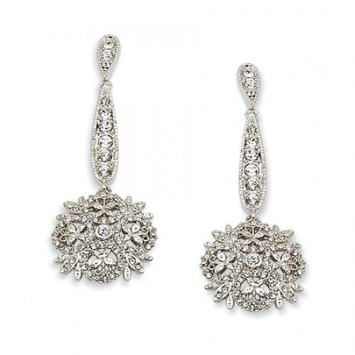 Crystal Earrings in Rhodium Plated Base Metal - Post with Back - Women - Neat