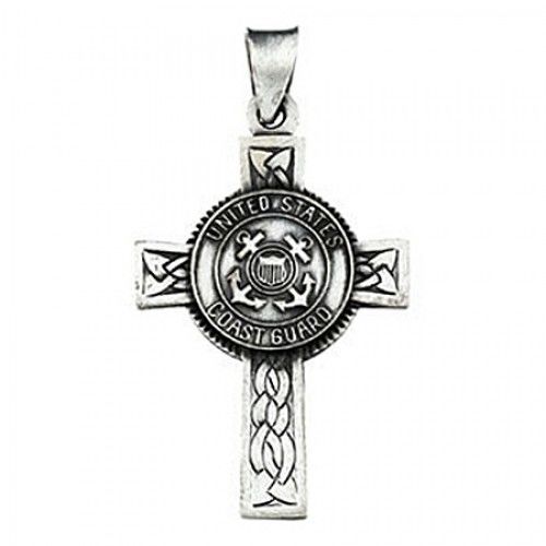 Sterling Silver Military Us Coast Guard Cross Pendant