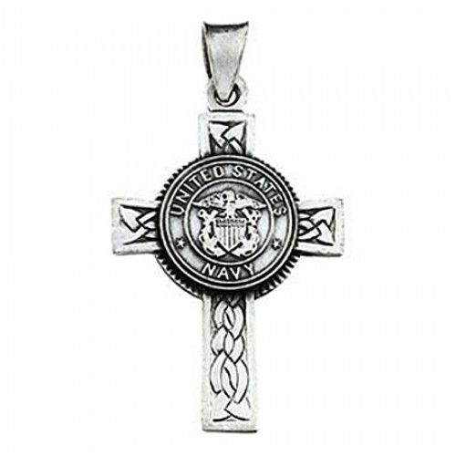 Sterling Silver Military Us Navy Cross Pendant New