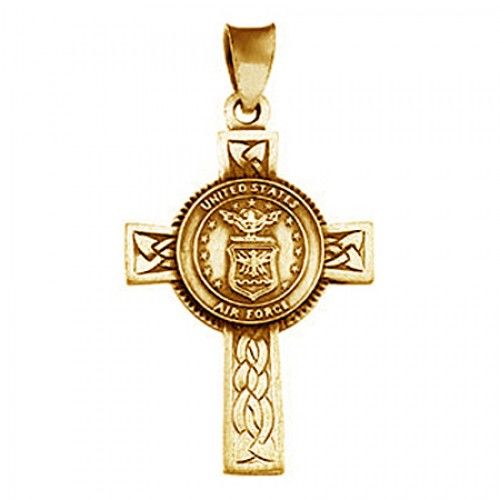 14 Yellow Gold Military Us Air Force Cross Pendant New