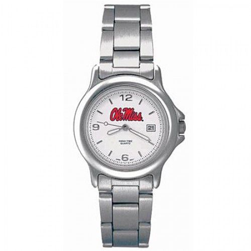 University of Mississippi Watch with Logo in Stainless Steel - Fold Over