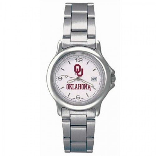 University of Oklahoma Watch with Logo in Stainless Steel - Fold Over