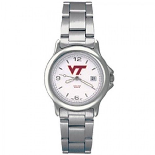 Virginia Tech University Watch with Logo in Stainless Steel - Fold Over