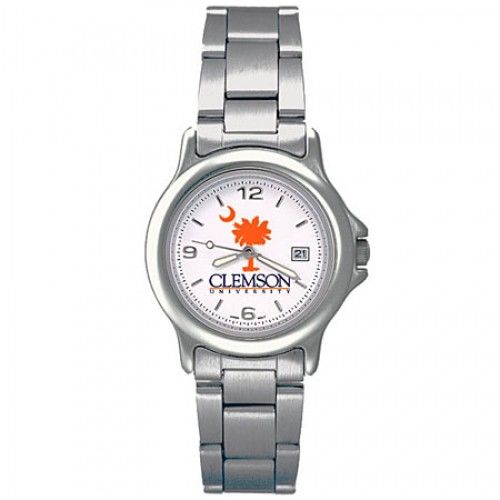 Palm and Moon Logo Clemson University Watch in Stainless Steel - Fold Over