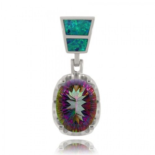 Sterling Silver Mystic Fire Topaz with Created Opal