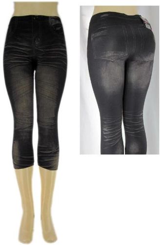 Ladies Capri ""Jeggings""/ Black -L/XL