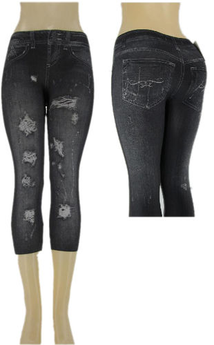 Ladies Capri ""Jeggings""/ Black -S/M