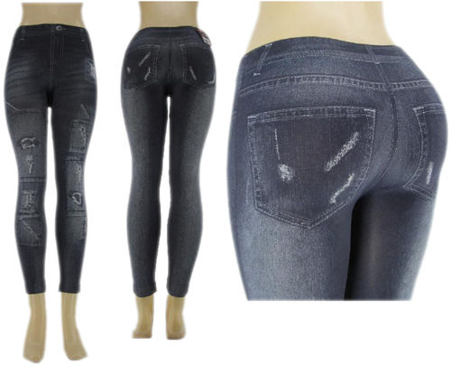 Ladies Footless ""Jeggings""/ Deep Blue -S/M