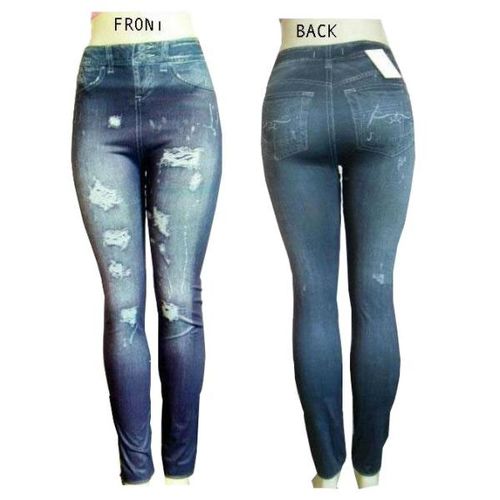 Ladies Footless Leggings ""Jeggings""/ Blue -L/XL