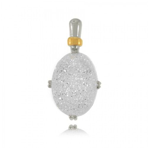 Sterling Silver Solitaire Drusy Quartz Pendant with Humble Bail