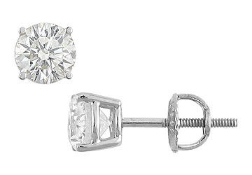 14K White Gold  Round Diamond Stud Earrings  1.50 CT. TW.
