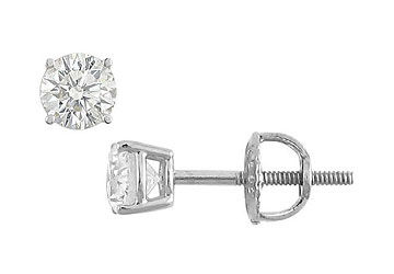 14K White Gold  Round Diamond Stud Earrings  0.33 CT. TW.