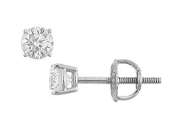 14K White Gold  Round Diamond Stud Earrings  0.25 CT. TW.