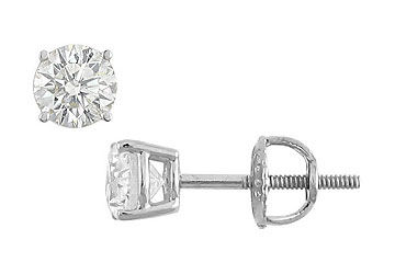 14K White Gold  Round Diamond Stud Earrings  0.50 CT. TW.