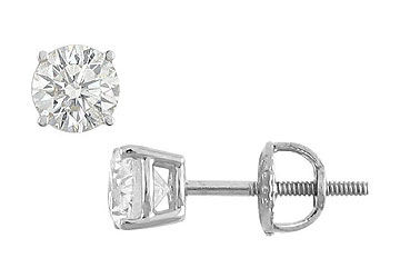 18K White Gold  Round Diamond Stud Earrings  0.75 CT. TW.