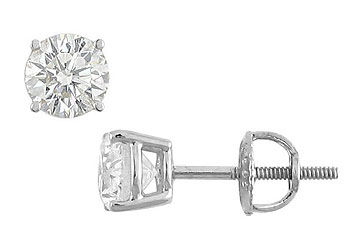 18K White Gold  Round Diamond Stud Earrings  1.25 CT. TW.