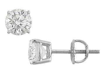18K White Gold  Round Diamond Stud Earrings  1.75 CT. TW.