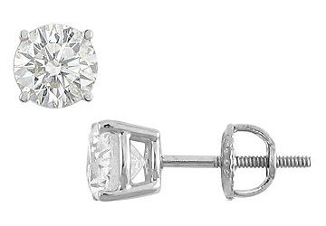 18K White Gold  Round Diamond Stud Earrings  2.00 CT. TW.
