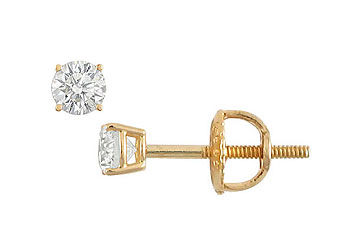 18K Yellow Gold  Round Diamond Stud Earrings  0.10 CT. TW.