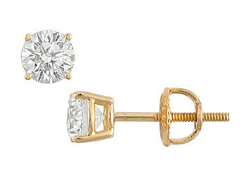 18K Yellow Gold  Round Diamond Stud Earrings  0.50 CT. TW.