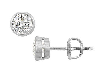 18K White Gold  Bezel-Set Round Diamond Stud Earrings  0.50 CT. TW.