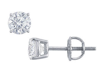 Platinum  Round Diamond Stud Earrings  0.75 CT. TW.