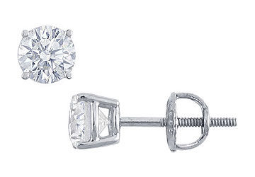 Platinum  Round Diamond Stud Earrings  1.00 CT. TW.