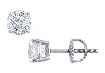 Platinum  Round Diamond Stud Earrings  1.25 CT. TW.