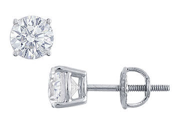 Platinum  Round Diamond Stud Earrings  1.50 CT. TW.