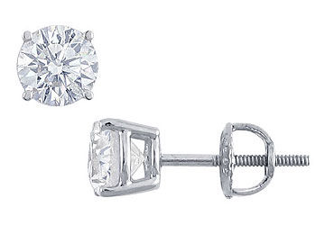 Platinum  Round Diamond Stud Earrings  1.75 CT. TW.