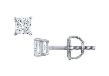 Platinum  Princess Cut Diamond Stud Earrings  0.25 CT. TW.