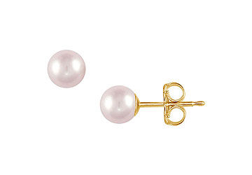 Akoya Cultured Pearl Stud Earrings  14K Yellow Gold  6 MM