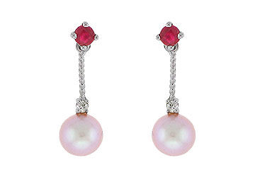 Cultured Pearl Earrings : 14K White Gold - 0.33 CT TGW