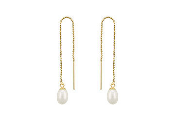 Freshwater Cultured Pearl Thread Earrings  14K Yellow Gold