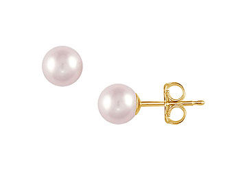 Akoya Cultured Pearl Stud Earrings  14K Yellow Gold  7 MM